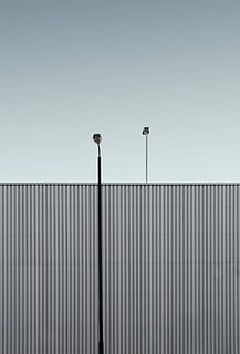 gray building with lights, lamp, sky, gradient, grey, minimal HD wallpaper