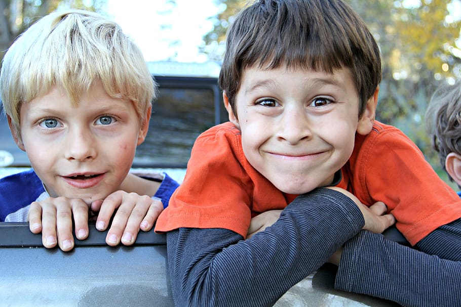 two children wearing clothes, boys, funny, faces, expressions HD wallpaper