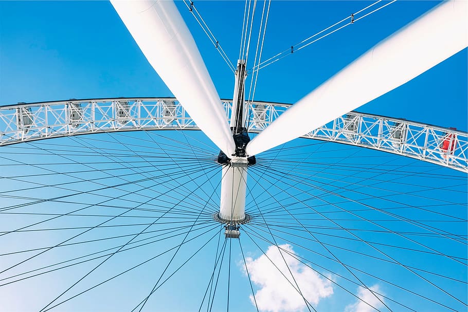 low angle photo of white Ferris wheel during daytime, london HD wallpaper