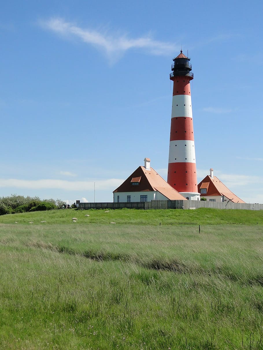 field, building, grass, architecture, daylight, lighthouse, rural HD wallpaper
