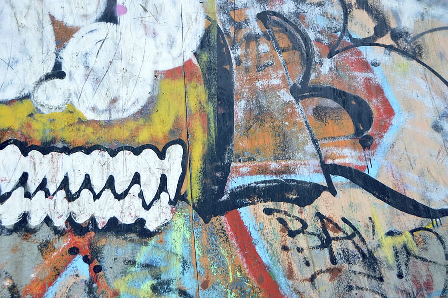 graffiti on wall, vandalism, art, paint, letters, full frame