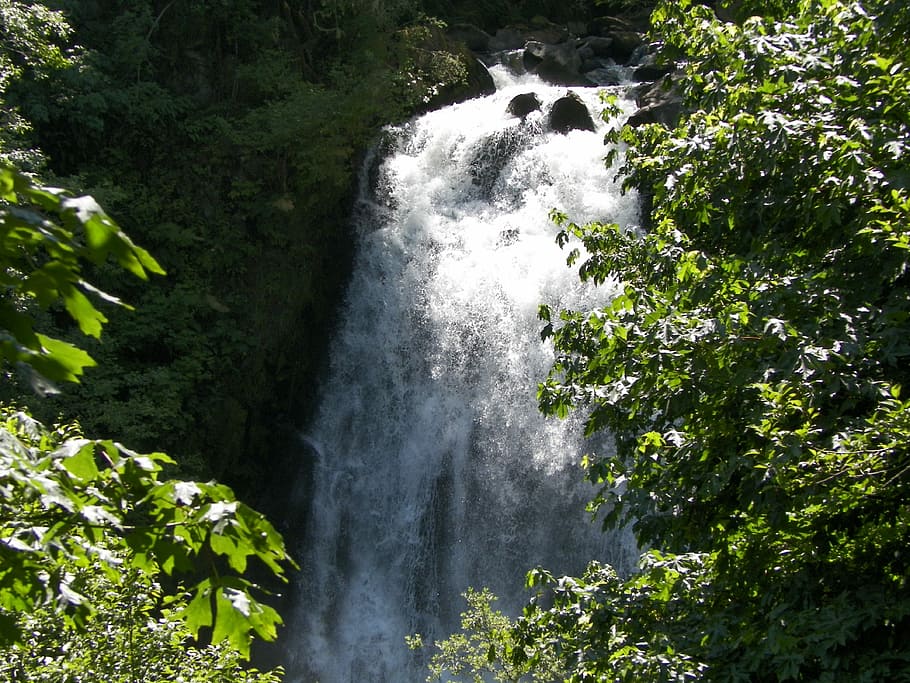 Waterfall, Green, River, Natural, scenery, flowing, scenic HD wallpaper