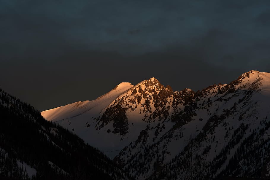 snow-covered mountains during night time, winter, white, cold HD wallpaper