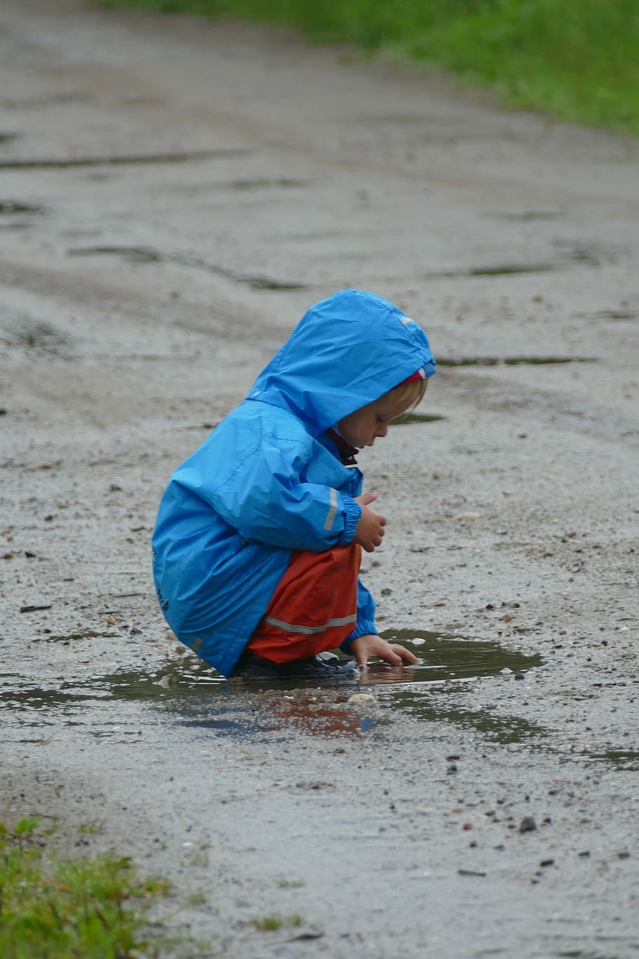 Children Playing, Puddle, rain, childhood, one boy only, boys HD wallpaper
