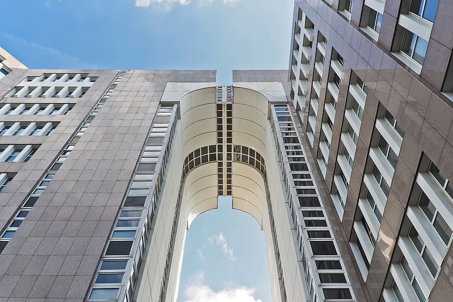 city, sky, clouds, skyline, arch, architecture, archway, building HD wallpaper