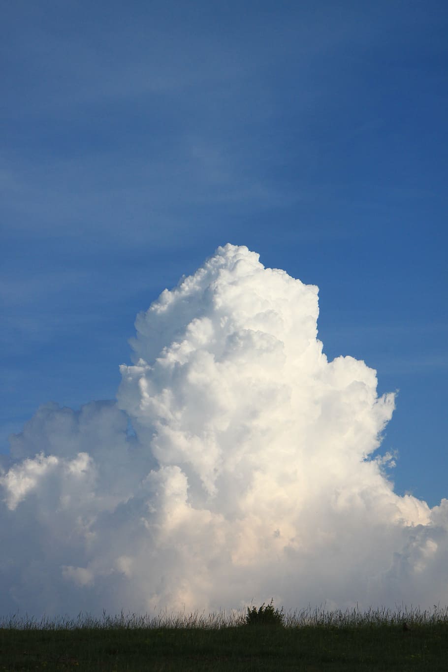 blue, clouds, fluffy, mountains, sky, white, nature, cloud - sky HD wallpaper