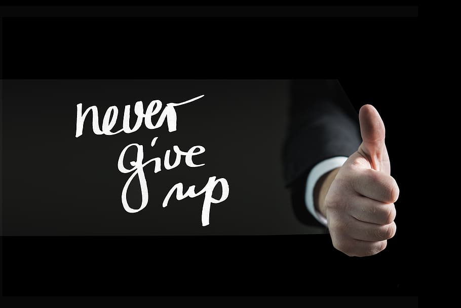 HD wallpaper: human hand with never give up text overlay, Thumb, Auto, Task  | Wallpaper Flare