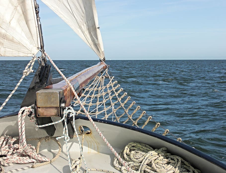 photo of sail boat on body of water, sailing vessel, jib boom, HD wallpaper