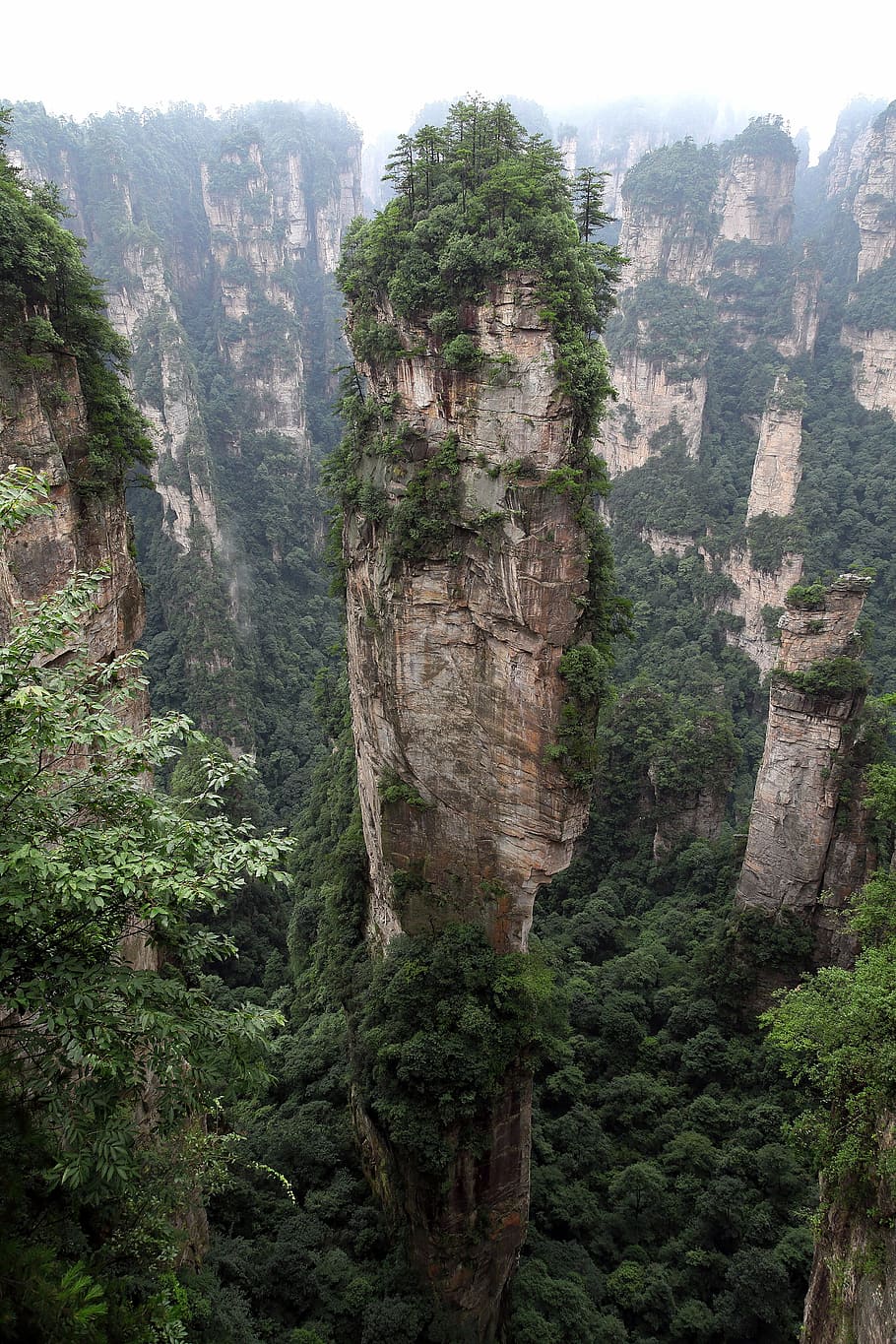aerial photography of rock formation, zhangjiajie, wulingyuan, HD wallpaper