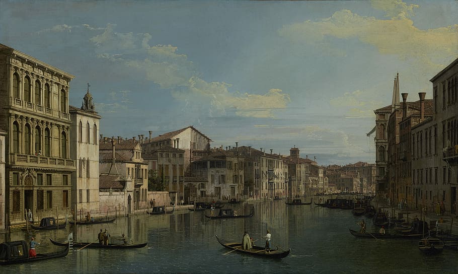 Grand Canal in 1738, artwork, city, cityscape, photo, italy, painting, HD wallpaper