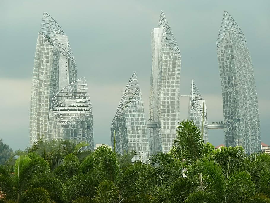 silver buildings surrounded by green trees during daytime, architecture HD wallpaper