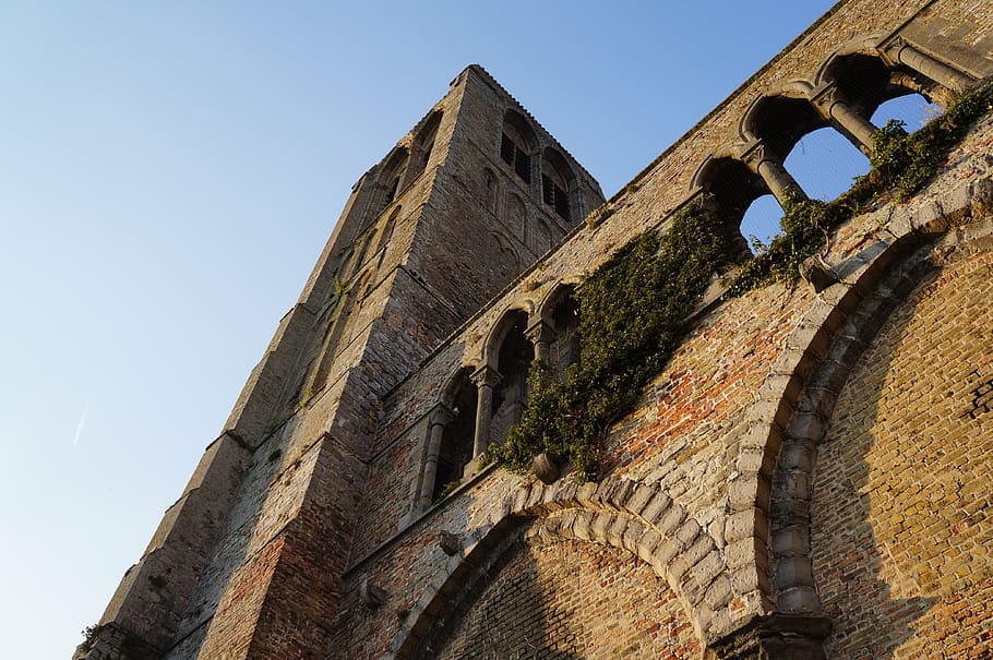 architecture, building, low angle shot, old, perspective, ruins HD wallpaper