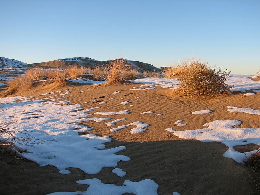 Landscape, Scenic, Snow, Sand, kelso dunes, wilderness, outdoors, HD wallpaper