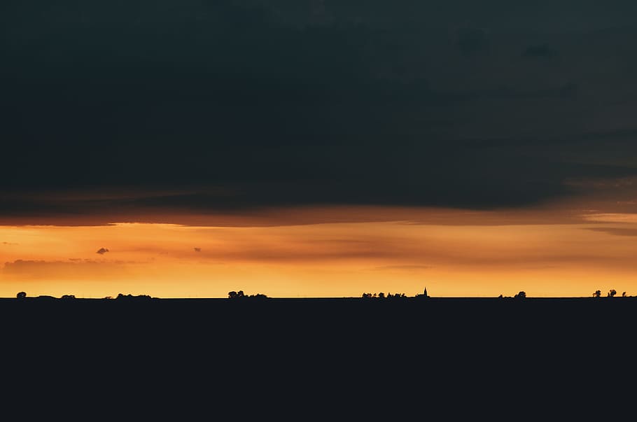 golden hour silhouette photography, untitled, Rural, skyline HD wallpaper