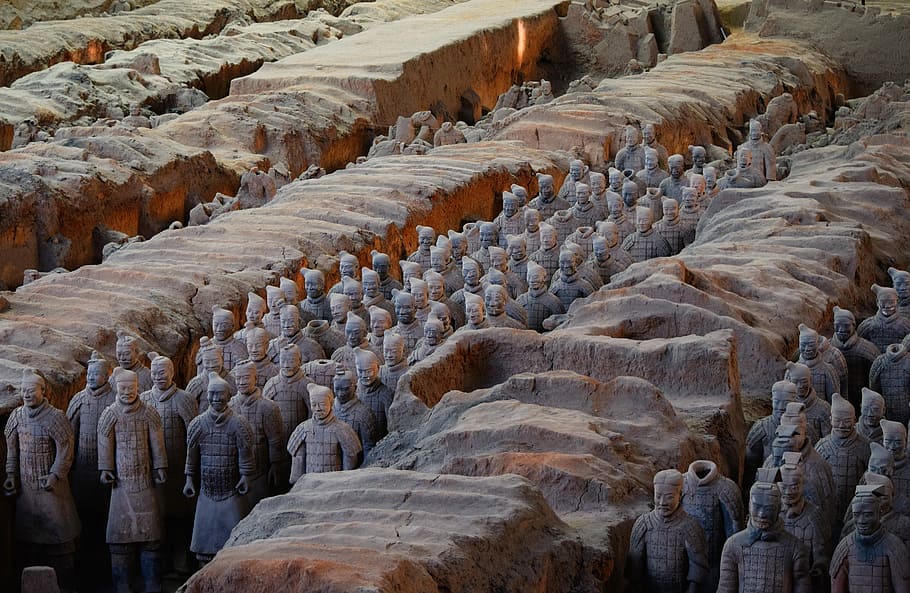 Terracotta soldiers, photo of Terracotta army, statue, culture