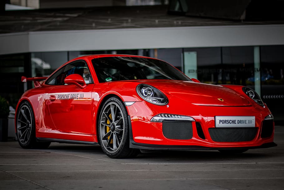 selective focus photography of red Porsche 911 coupe, car, auto HD wallpaper