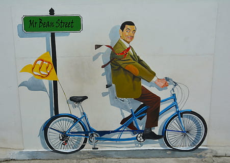 Mr. Bean Street standee, street art, graffiti, mr bean, wall HD wallpaper