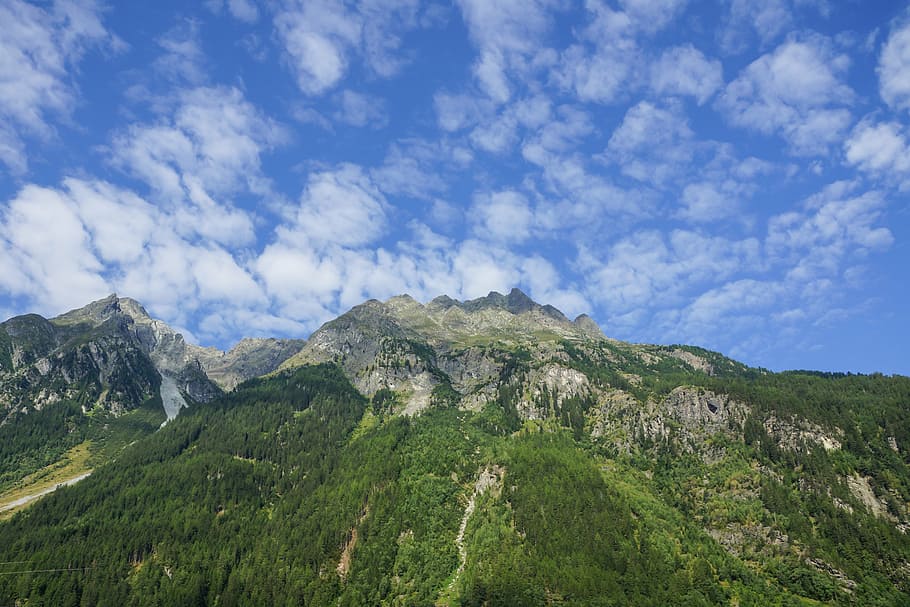 mountains, alpine, austria, sky, blue, mountain meadows, clouds HD wallpaper