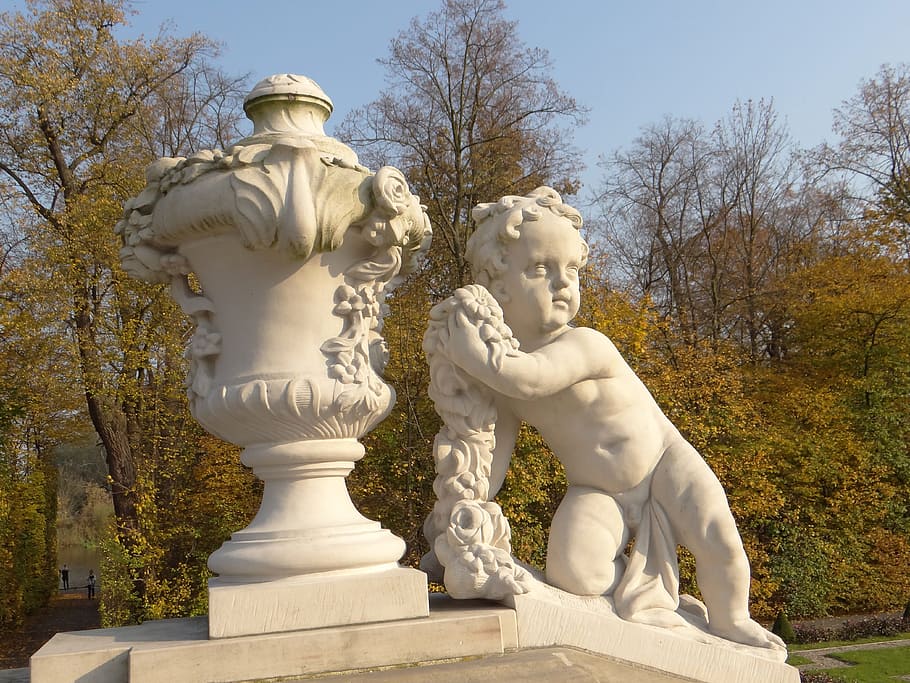 putto, sculpture, copy, redler, monument, rococo, garden, the palace HD wallpaper