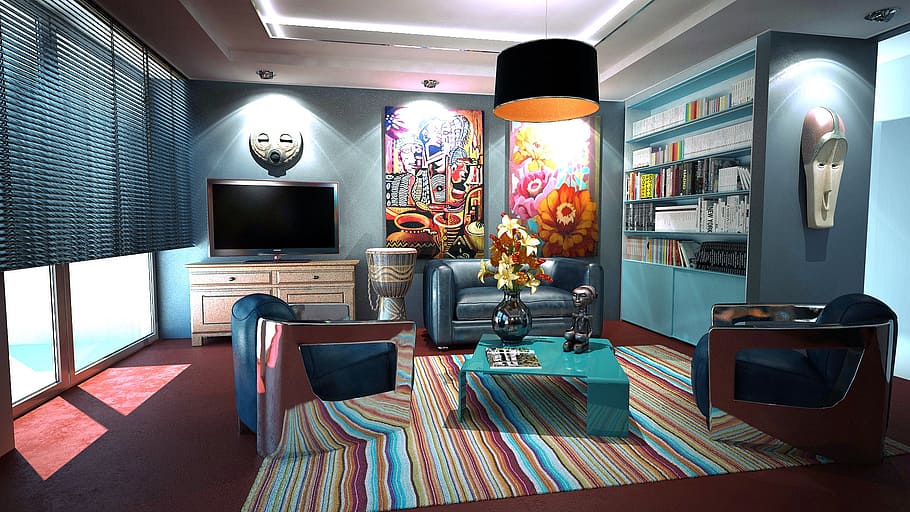 roomed filled with furnitures and items, apartment, interior design