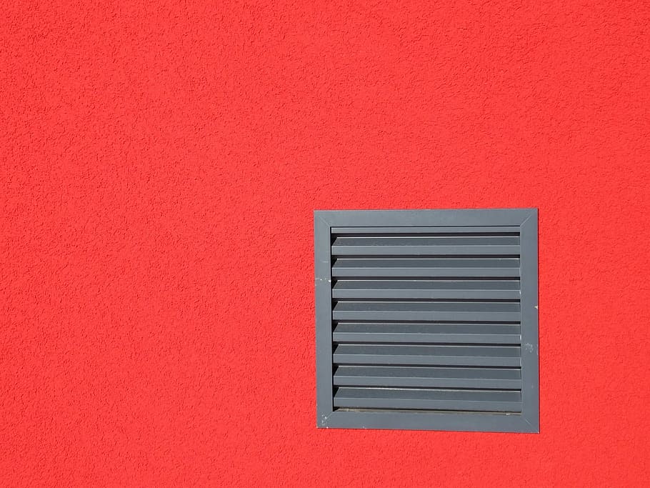 Wall, Facade, Structure, red, ventilation grille, bright red HD wallpaper