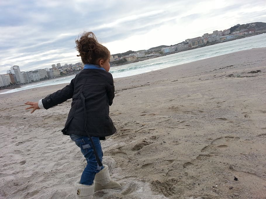 girl, beach, coruña, one person, real people, land, leisure activity HD wallpaper
