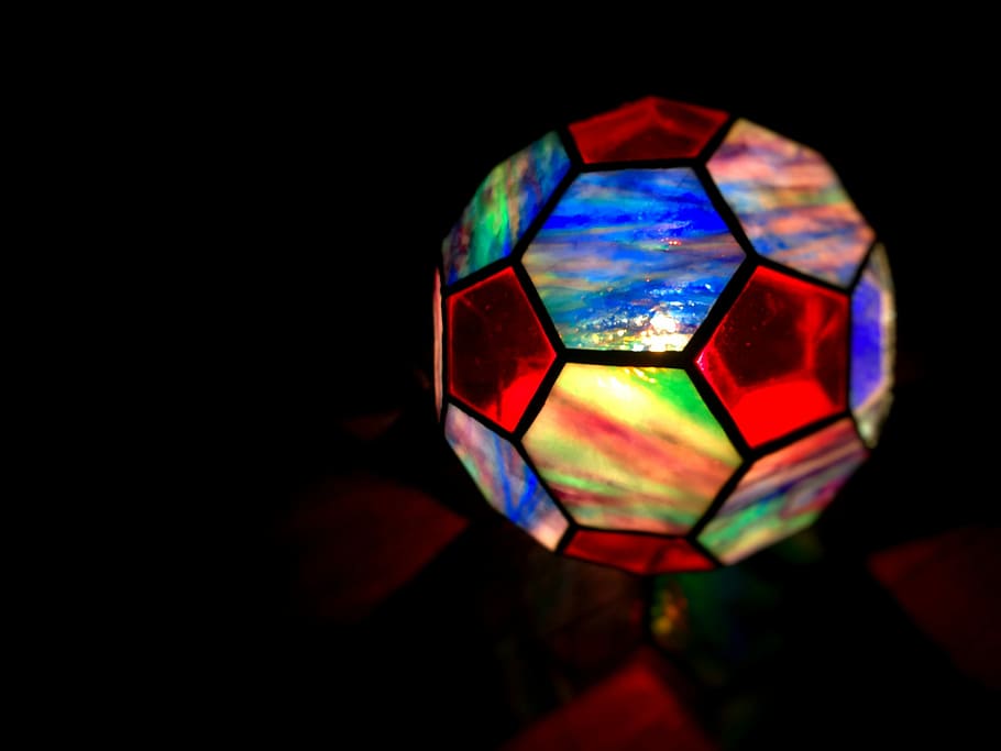 stained glass, night, light, multi colored, black background HD wallpaper