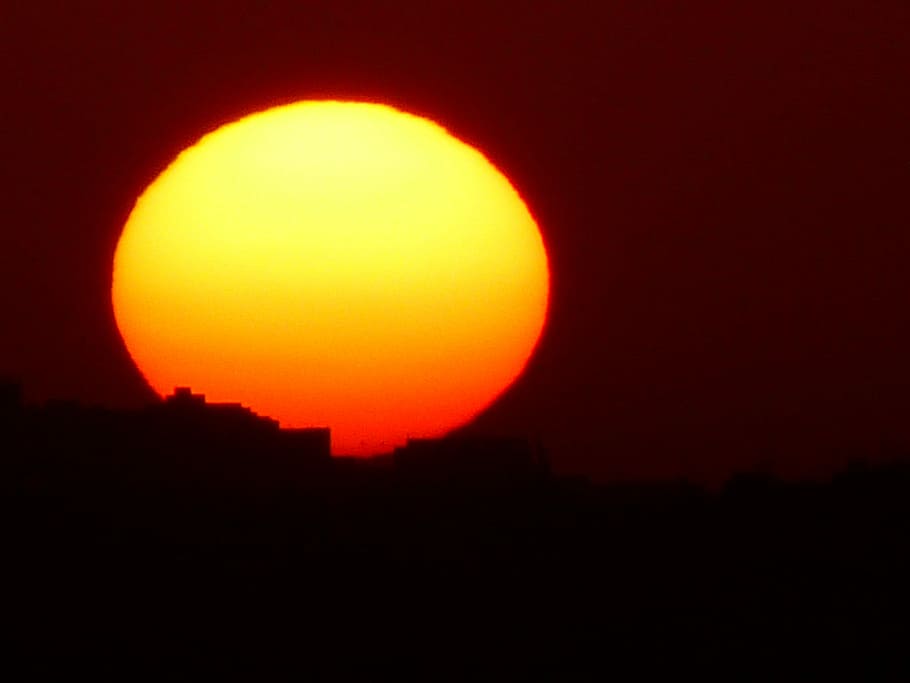 Romance, Sun, Sunset, abendstimmung, embers, red, fireball HD wallpaper