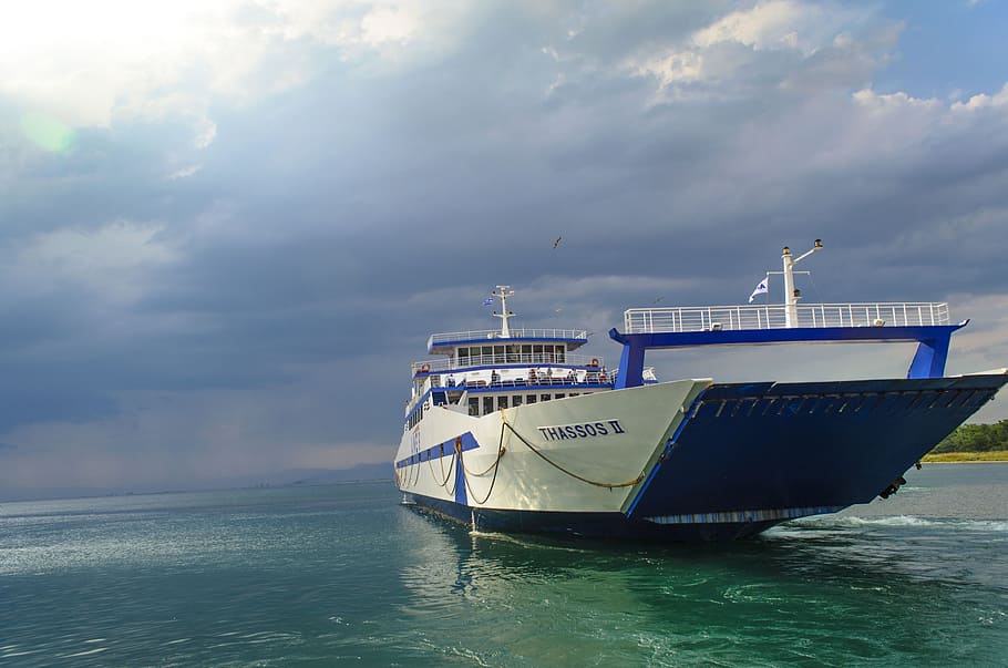 Ferry, Sea, Water, Ship, Travel, Boat, ocean, blue, transport HD wallpaper