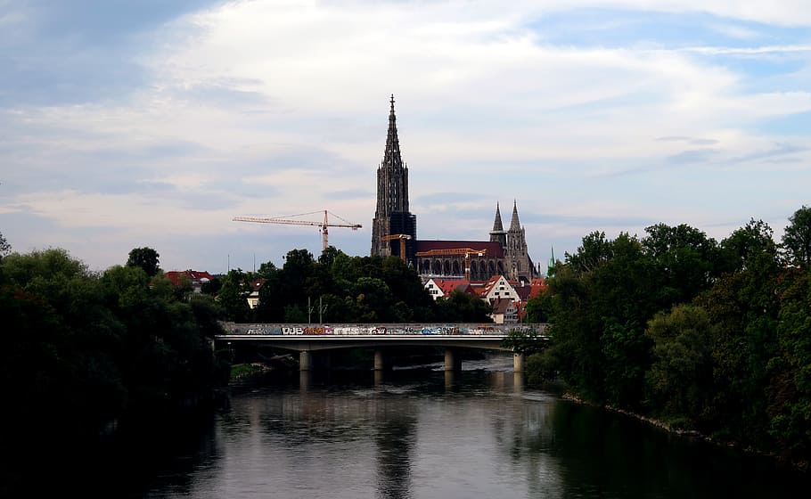 ulm cathedral, danube, bridge, building, architecture, highest church tower in the world HD wallpaper