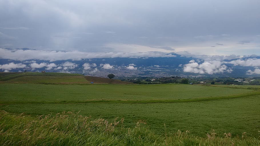 nature, panoramic, sky, landscape, lawn, horizontal, field HD wallpaper