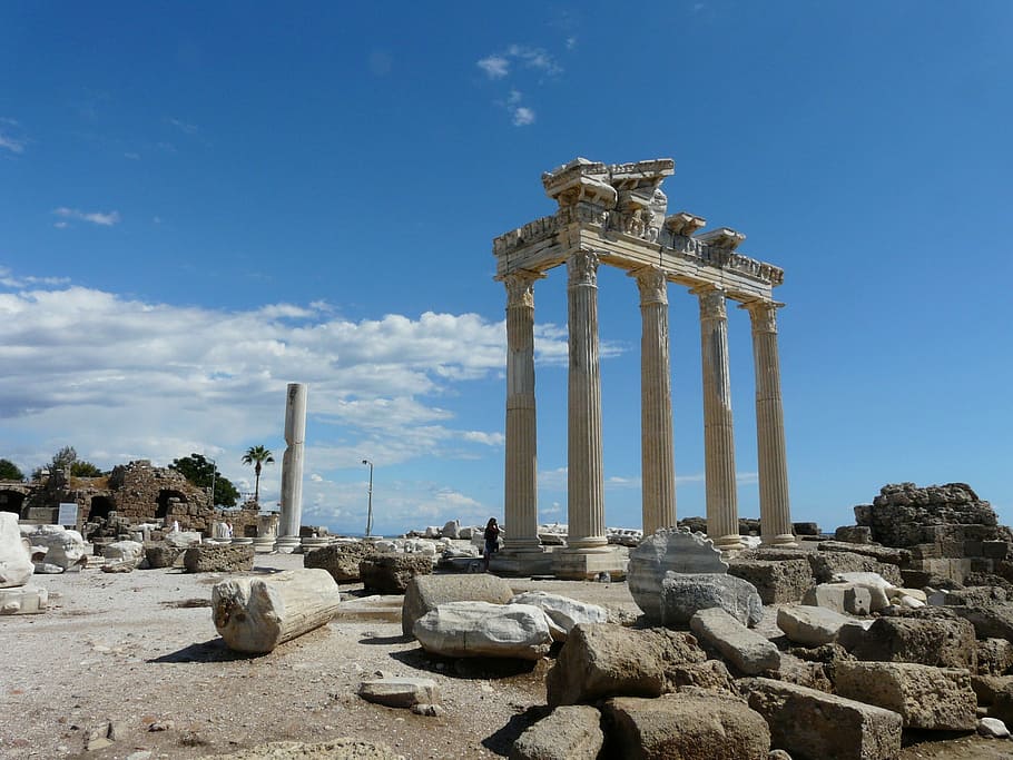 side, temple, peninsula, antiquity, turkey, building, columnar HD wallpaper