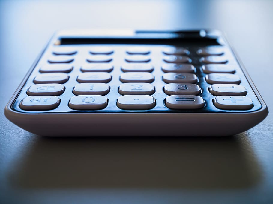 black and white desk calculator, Office, Business, calculation HD wallpaper