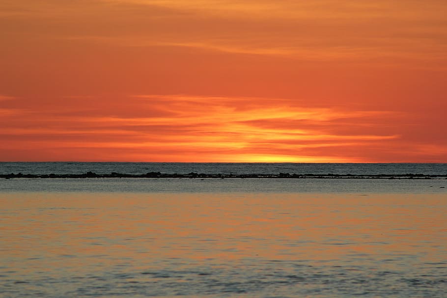 sun, sunset, reflection, sea, sky, horizon over water, scenics - nature HD wallpaper
