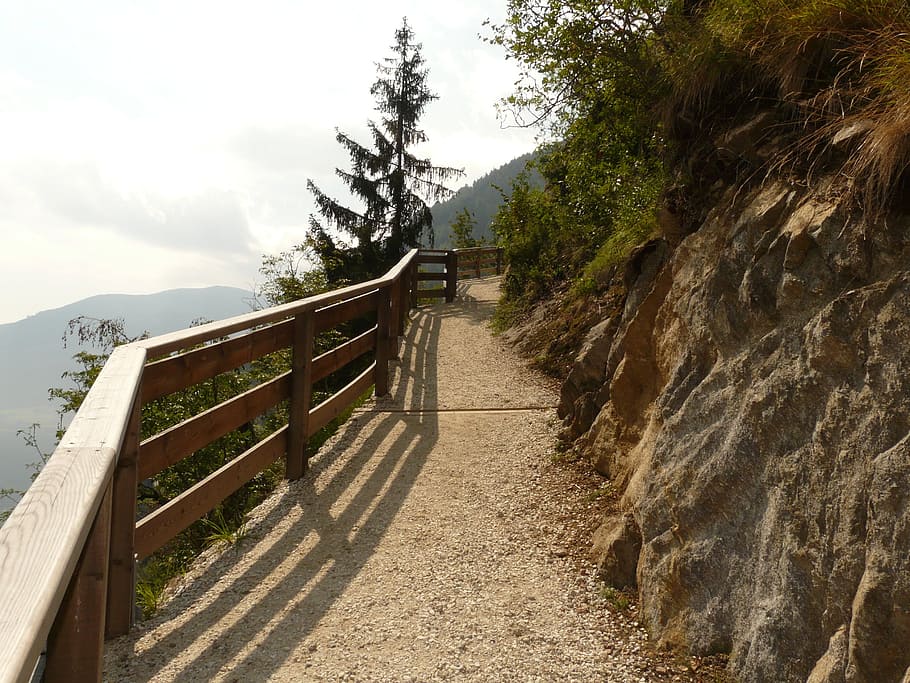 away, trail, fence, landscape, nature, plant, mountain, the way forward HD wallpaper