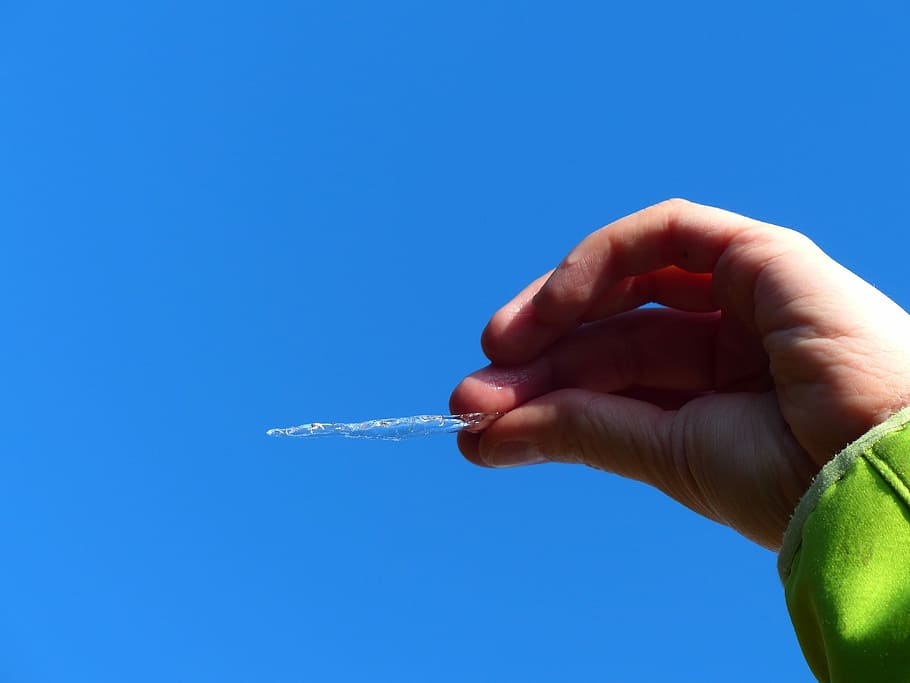 Hand, Icicle, Keep, Cold, Melt, Ice, winter, sky, blue, detention HD wallpaper