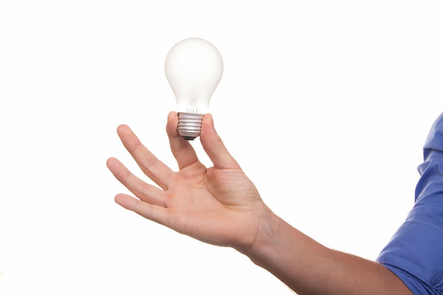 person holding light bulb, lamp, idea, pear, view, thought, inspiration, HD wallpaper