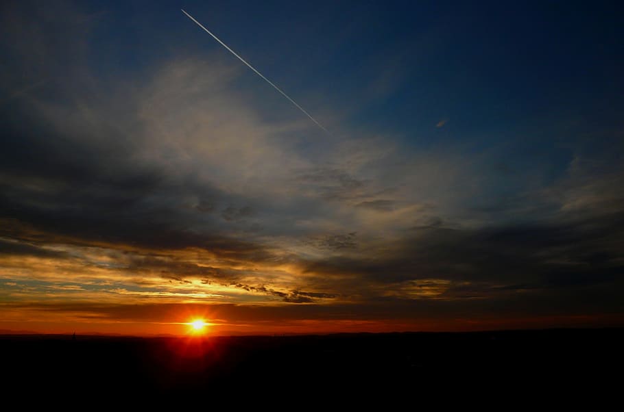 sunset, twilight, evening, sky, scenery, the sun, cloud - sky HD wallpaper