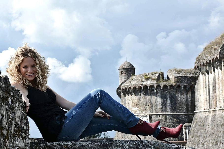 girl, castle, colors, leisure activity, one person, smiling HD wallpaper