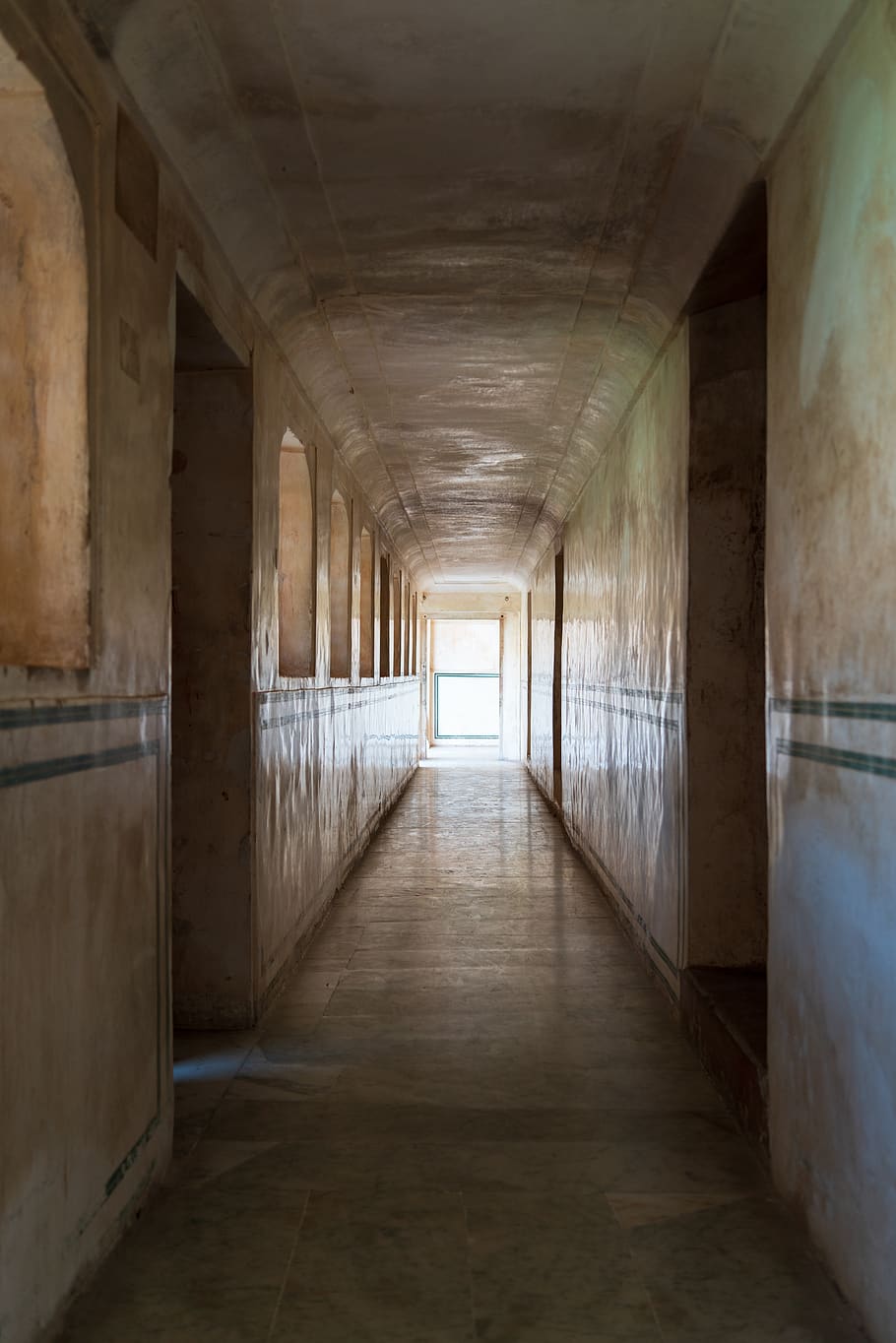 perspective, corridor, architecture, hallway, building, dark HD wallpaper
