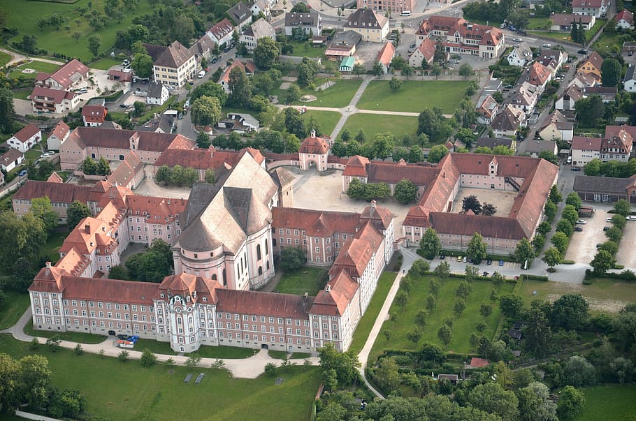 monastery, holy, bird's eye view, large, building, germany HD wallpaper