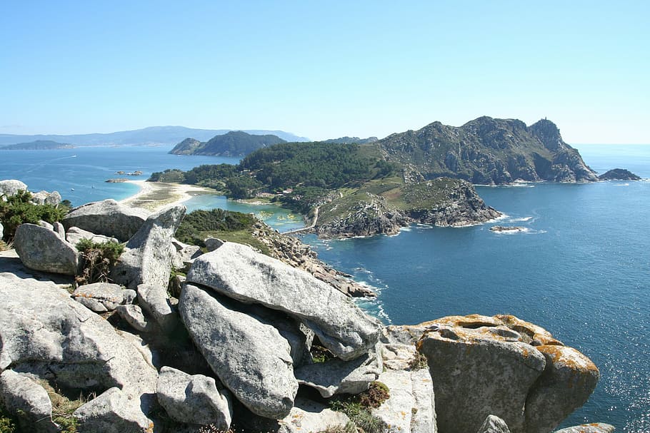 Sea, Nature, Rocks, Cíes Islands, costa, vigo, rock - object HD wallpaper