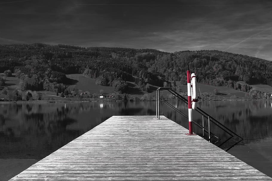 light, black-and-white, landscape, nature, architecture, beach HD wallpaper