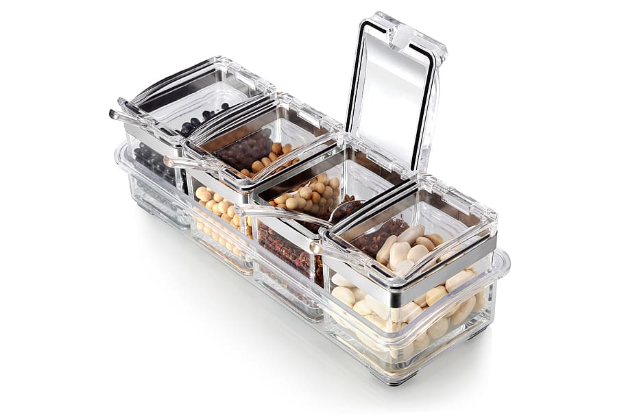 Beans, Plastic Box, seasoning, transparent box, products, open box HD wallpaper