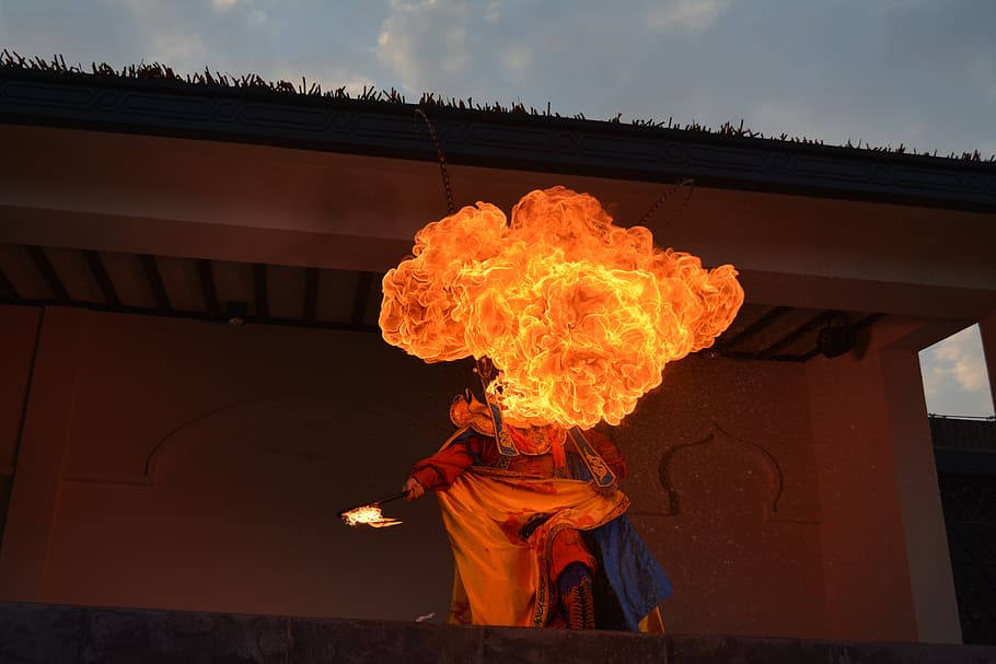 breather, flaming, performance, burning, fire, fire - natural phenomenon HD wallpaper