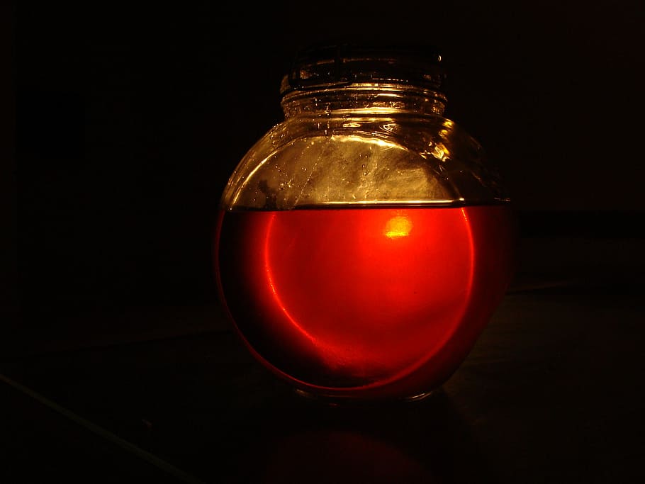 clear glass jar filled with red liquid, bottle, honey, orange HD wallpaper
