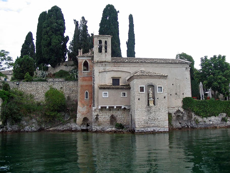 building, italy, garda, tree, architecture, built structure HD wallpaper