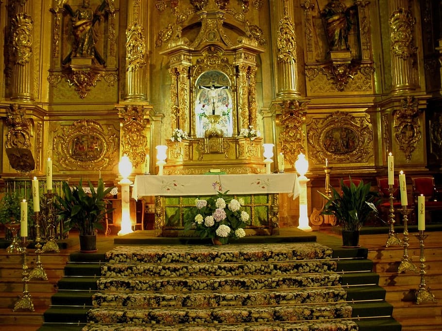 Palencia, Spain, Church, Cathedral, interior, inside, steps, HD wallpaper