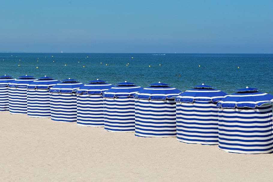 france, combourg, normandy, beach, sea, horizon over water HD wallpaper