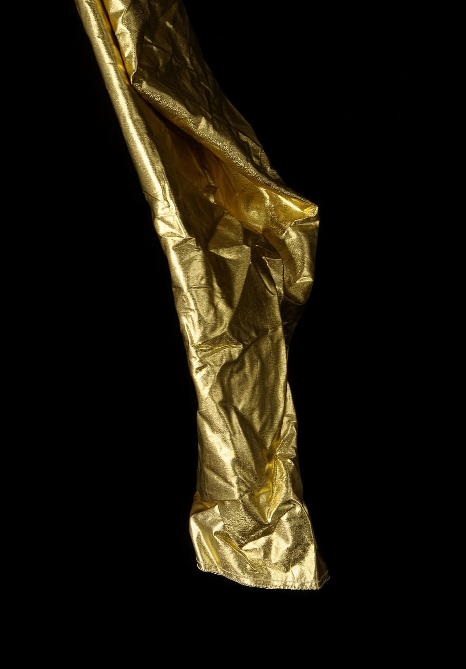 Fabric, Textile, Gold, black background, luxury, no people HD wallpaper